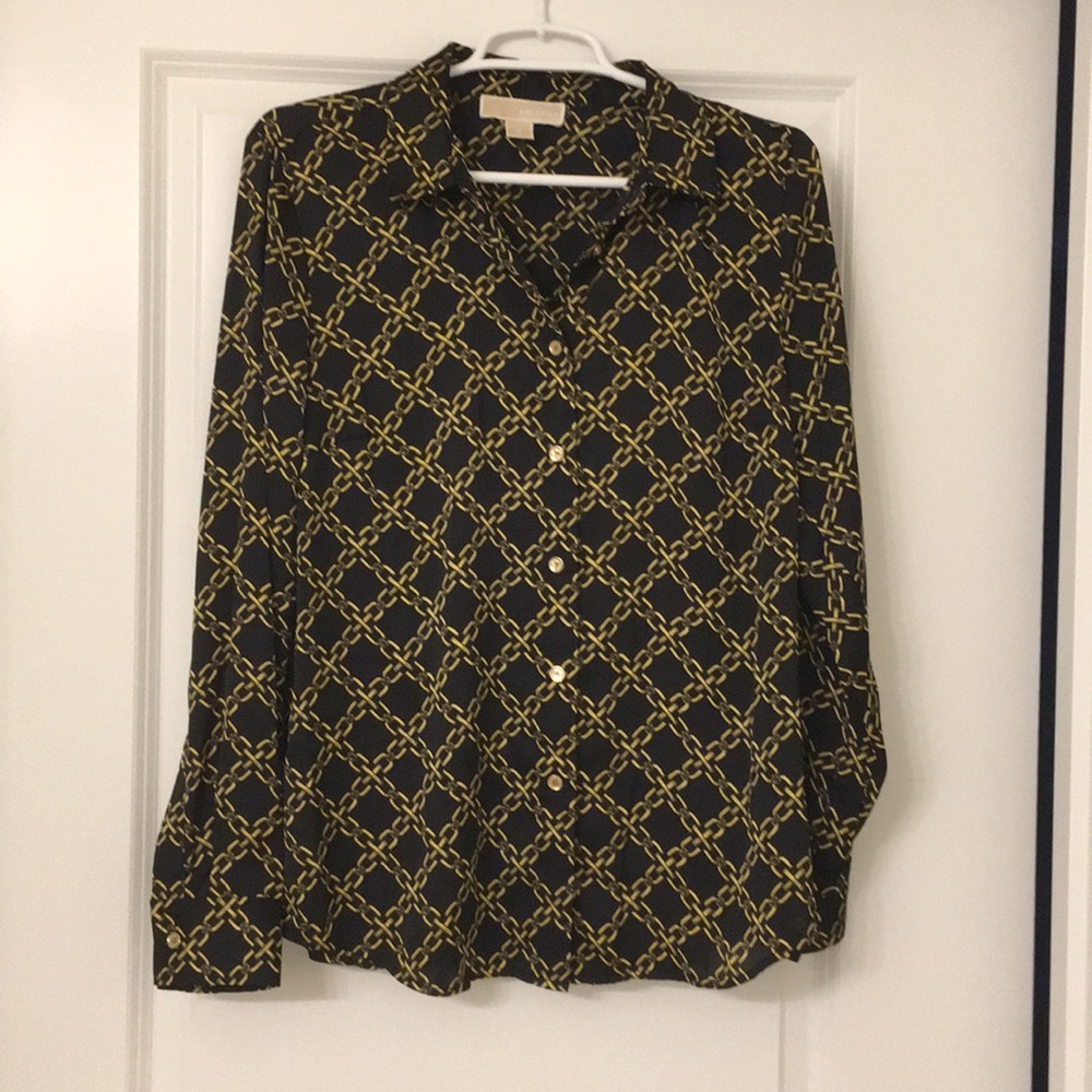Michael Kors Chain Pattern Button Down Blouse